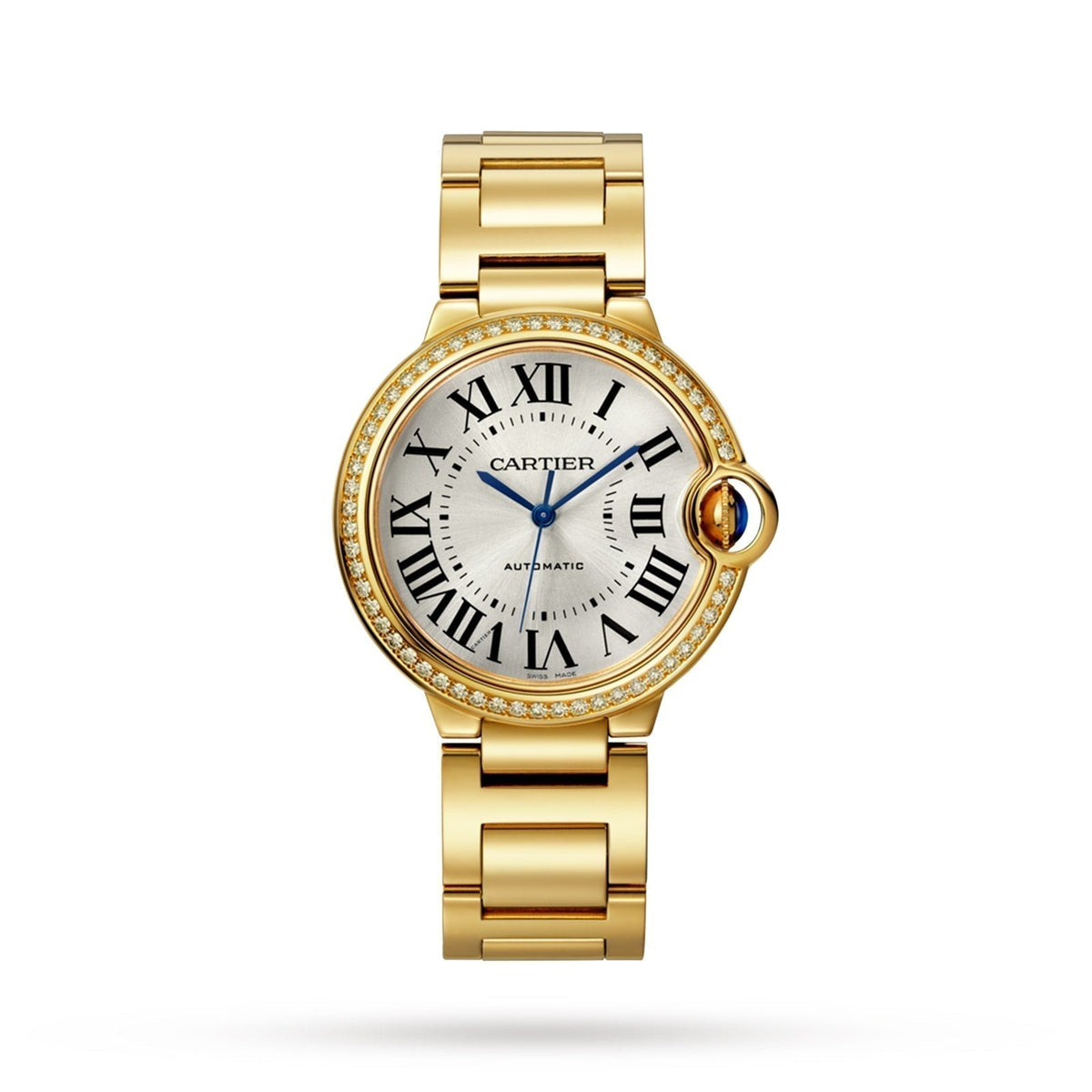 Ballon Bleu de Cartier 33 | 33mm, 18K Yellow Gold, Silver Dial, Yellow Bezel