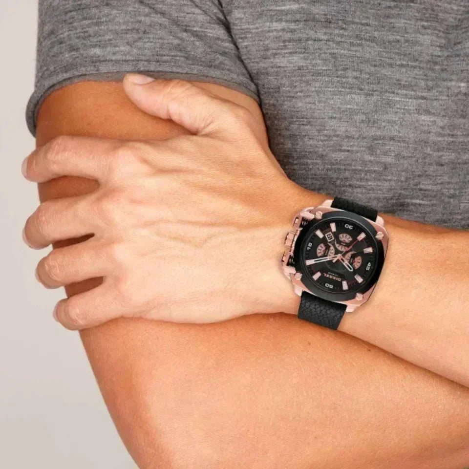Diesel DZ7346 BAMF Chronograph Men's Watch – Black Dial & Black Leather Strap
